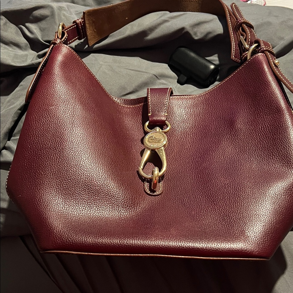 Dooney & Bourke Wine Leather Florentine Lily Bucket Bag